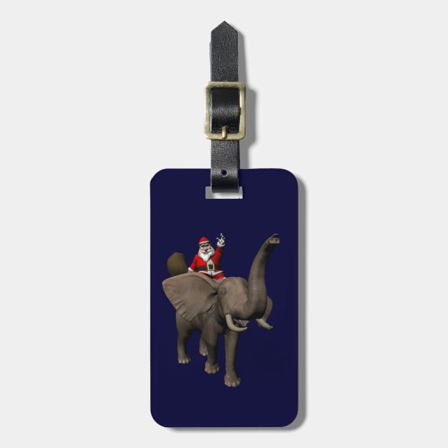 Étiquette À Bagage Le Père Noël Se Rend Sur Elephant (Devant Vertical)