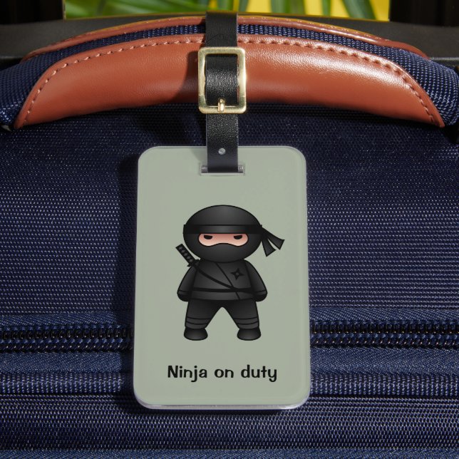 Étiquette À Bagage Le petit guerrier de Ninja sur Sage Green (Insitu Rectoal 2)