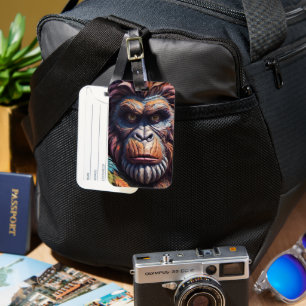 Étiquette À Bagage Le regard du grand pied d'un primate