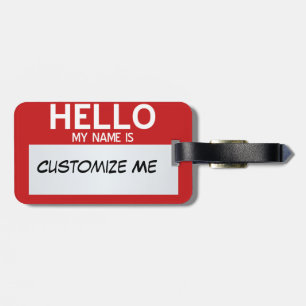 Étiquette À Bagage Le rouge bonjour mon nom est… personnalisable
