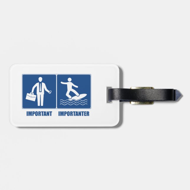 Étiquette À Bagage Le Travail Est Important, Le Surf Est Important (Dos horizontal)