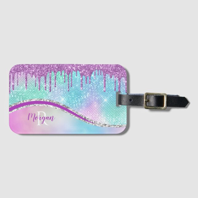 Étiquette À Bagage Lecteurs de Parties scintillant pourpre, Iridescen (Devant Horizontal)