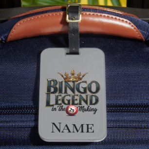 Étiquette À Bagage Légende du Bingo Couronnée d'Or en Typographie Rét