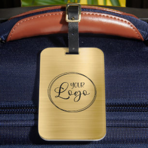 Étiquette À Bagage Légère feuille d'or Votre logo d'entreprise ici