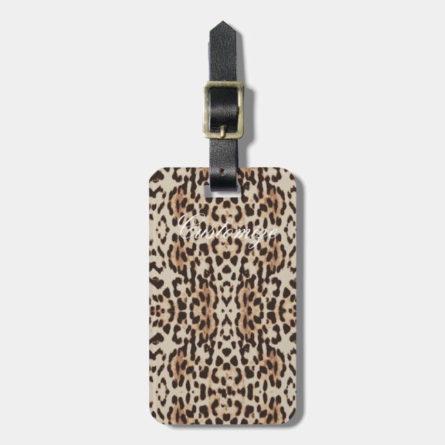 Étiquette À Bagage Leopard Spots Motif Thunder_Cove (Devant Vertical)