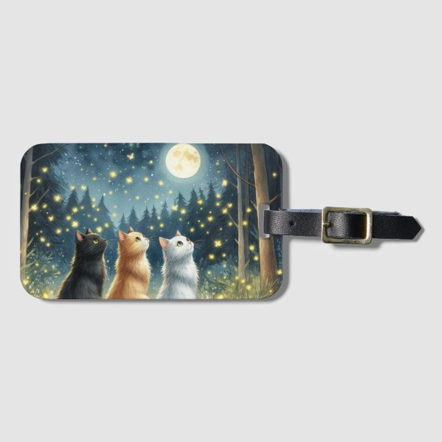 Étiquette À Bagage Les amis de Feline et le clair de lune (Devant Horizontal)