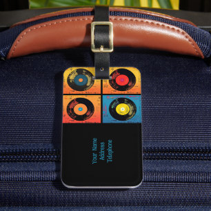 Étiquette À Bagage les années 70 Motif de disques vinyle Retro