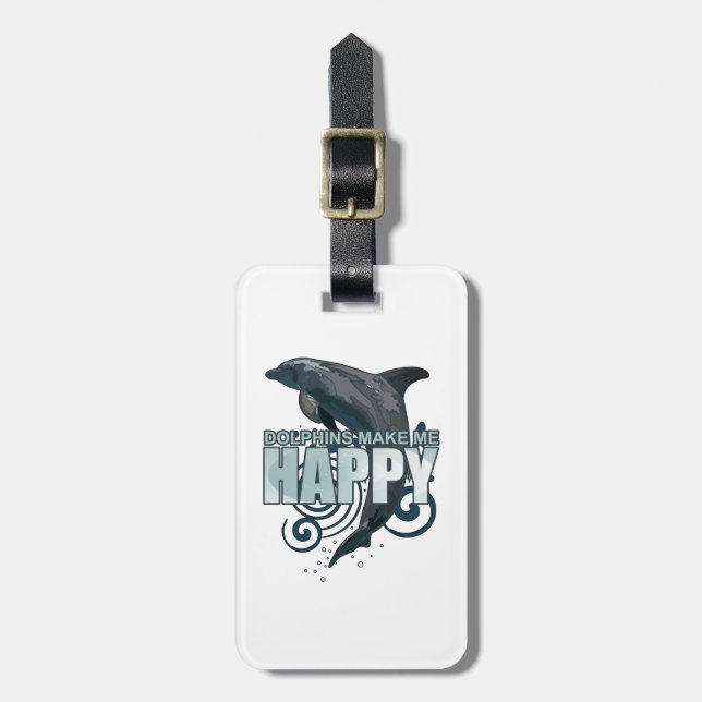 Étiquette À Bagage Les Dauphins Me Rendent Heureux (Devant Vertical)