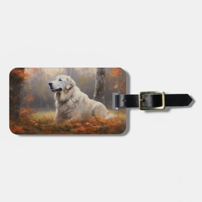 Étiquette À Bagage Les grandes Pyrénées à l'automne Feuilles automne  (Devant horizontal)