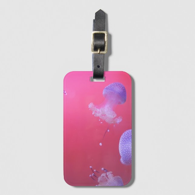 Étiquette À Bagage Les méduses en rose (Devant Vertical)