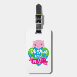 Étiquette À Bagage Les Plushies aiment la paix Cute Kawaii Coeur Te