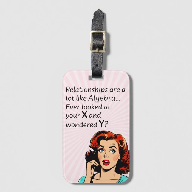 Étiquette À Bagage Les relations sont comme Algebra Funny Quip (Devant Vertical)