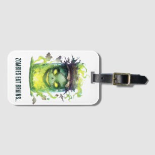 Étiquette À Bagage Les zombies mangent des cerveaux. Jar d'Halloween