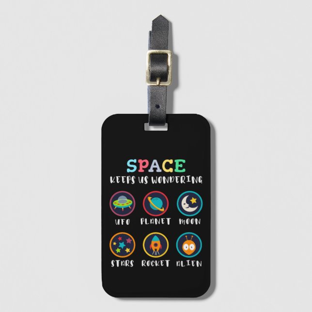 Étiquette À Bagage L'espace nous fait nous poser des questions (Devant Vertical)