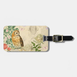 Étiquette À Bagage L'étiquette vintage florale de bagage de hibou