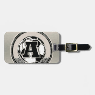 Étiquette À Bagage Lettre A de monogramme du football de médaille
