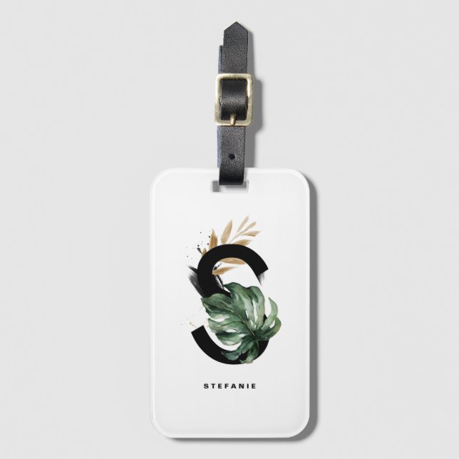 Étiquette À Bagage LETTRE BOHO MONTERA TRAVERSE S MONogramme BRIDÉMIE (Devant Vertical)