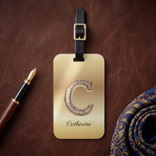 Étiquette À Bagage Lettre initiale C en diamant or Glam Monogram