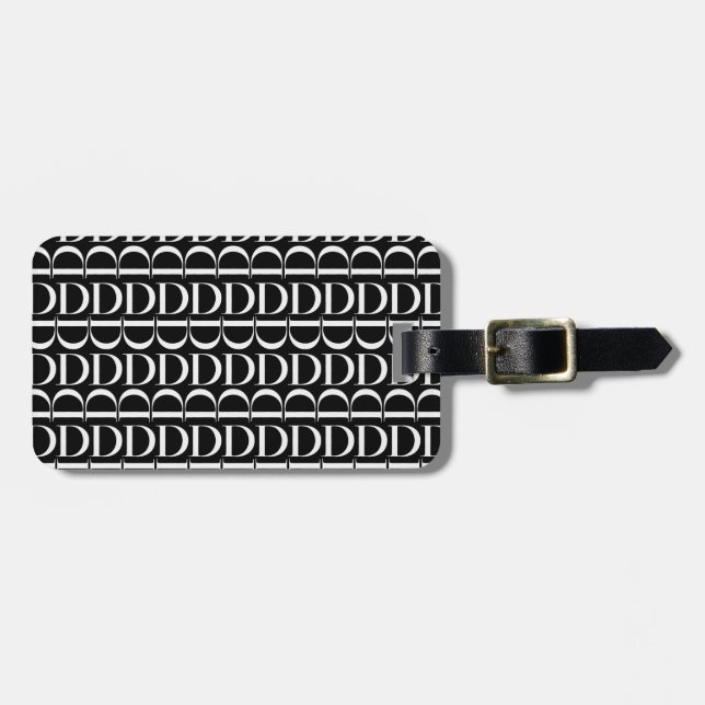 Étiquette À Bagage Lettre initiale D monogramme (Devant horizontal)