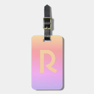 Étiquette À Bagage Lettre initiale Monogramme rose moderne élégant