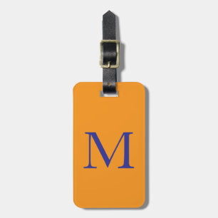 Étiquette À Bagage Lettre Monogramme bleu orange Nom Fête cadeau Favo