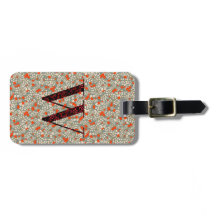 LETTRE MONOGRAPHIQUE Florale CLASSE W vert rouge