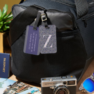 Étiquette À Bagage LETTRE MONOGRAPHIQUE Florale Classique Z violet fo