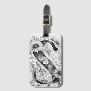 Étiquette À Bagage LETTRE PERSONNALISÉE S SAISON Aquarelle Florale