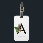 Étiquette À Bagage LETTRE VERDOYÈRE Tropicale LETTRE MONOGRAPHIQUE BR<br><div class="desc">Bagage moderne d'inspiration boho. Il présente des illustrations aquarelles de feuillage tropical aux accents de feuilles d'or faux et de brosse noire. Personnaliser en ajoutant un nom. Cet élégant bagage floral sera parfait comme cadeau de femme de ménage,  cadeau d'anniversaire et cadeau de graduation.</div>