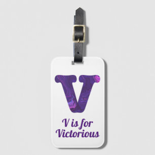 Étiquette À Bagage Lettre violette V est pour Victorieux