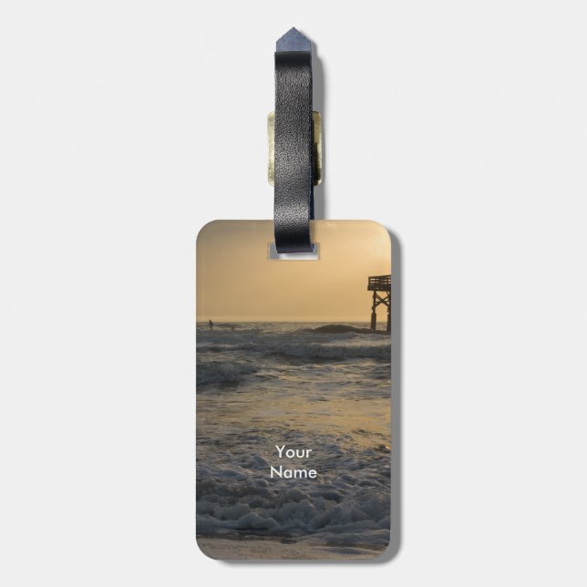 Étiquette À Bagage Lever du soleil et planche à voile (Dos Vertical)