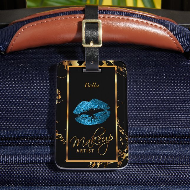 Étiquette À Bagage Lèvres de Parties scintillant Turquoise - Artiste  (Insitu Rectoal 2)