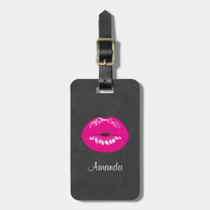 Étiquette À Bagage Lèvres rose chaud illustration glamour