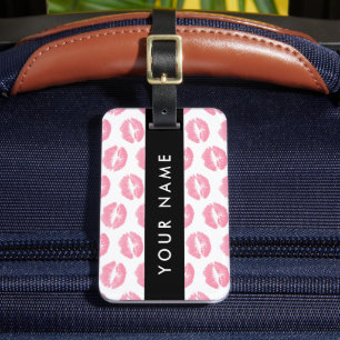 Étiquette À Bagage Lèvres Roses, Baiser, Baguette à lèvres, Votre Nom