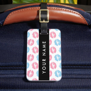 Étiquette À Bagage Lèvres Roses, Lèvres Bleues, Baiser, Votre Nom, Pe