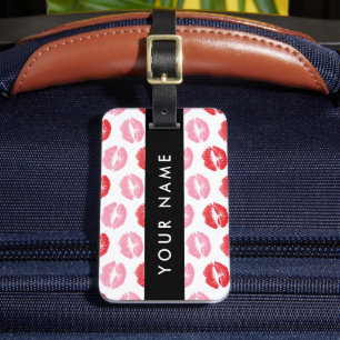 Étiquette À Bagage Lèvres Rouges, Lèvres Roses, Baiser, Votre Nom, Pe