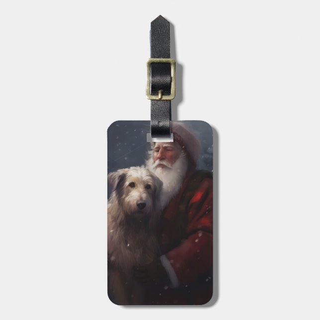 Étiquette À Bagage Lévrier avec le Père Noël Noël Festif (Devant Vertical)