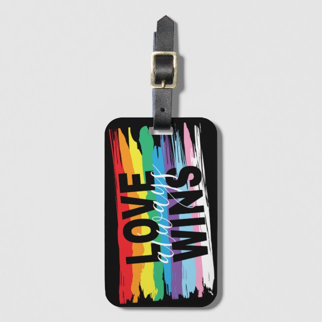 Étiquette À Bagage LGBTQIA L'amour gagne toujours, Rainbow Pride (Devant Vertical)