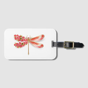 Étiquette À Bagage libellule de fleurs avec sakura de bijoux