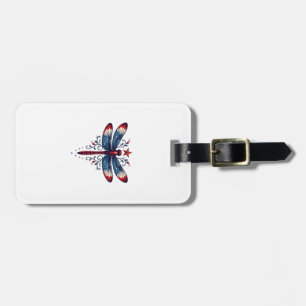 Étiquette À Bagage Libellule Drapeau Américain Patriotique 4 Juillet