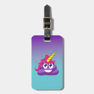 Étiquette À Bagage Licorne bleue et pourpre Poo Emoji d'Ombre