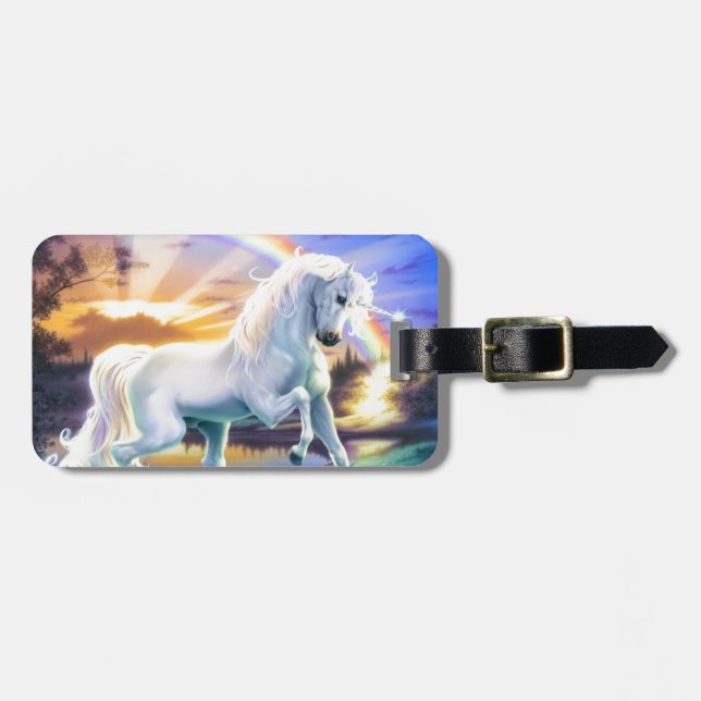 Étiquette À Bagage Licorne d'arc-en-ciel (Devant horizontal)