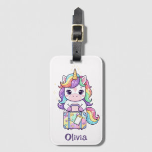Étiquette À Bagage Licorne Magique Kawaii Voyageuse