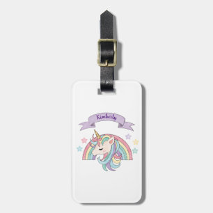 Étiquette À Bagage Licorne pastel mignonne et étiquette de bagage per