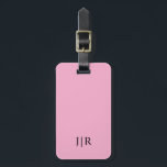 Étiquette À Bagage Light pink And black I Modern Monogram<br><div class="desc">This modern luggage tag design features a rich light pink background,  with your initials in bold black text for a look that is simple and stylish,  yet professional.</div>