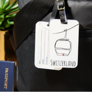 Étiquette À Bagage Ligne de câble suisse Art   Élégance alpine