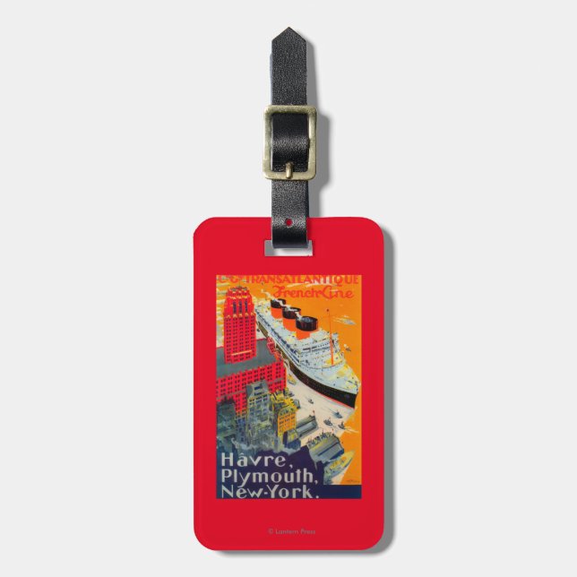 Étiquette À Bagage Ligne française affiche de voyage, Le Havre à (Devant Vertical)