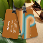 Étiquette À Bagage Ligne rétro Couleur sud-ouest de l'art<br><div class="desc">Un design bohème incurvé avec un motif rayé et des formes circulaires aux couleurs de coucher de soleil turquoise,  orange et rouge brique. Un design audacieux mais minimal avec une zone facultative pour ajouter du texte.</div>