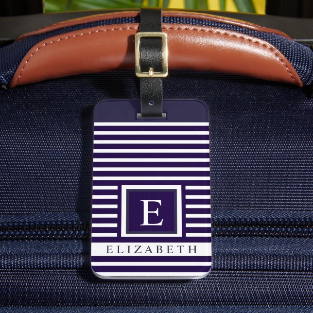 Étiquette À Bagage Lignes à rayures blanches foncées personnalisables (Insitu Rectoal 2)