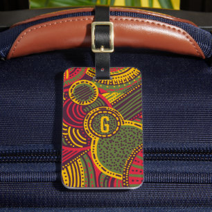 Étiquette À Bagage Lignes Abstraites colorées   Rose violet jaune ver